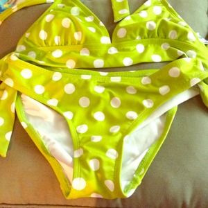 green polka dot bikini