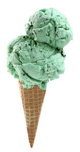 ice cream cone, mint chocolate chip