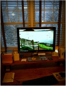 working from home, wintry view