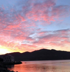 dawn, Tiburon, California, railroad depot