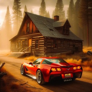 Bing Co-Pilot Design, Corvette in front of cabin