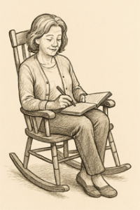 Chat GPT, woman in rocking chair, dreaming