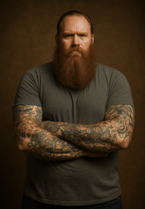 tattoo artist, tattoo parlor, giant, ChatGPT