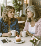 two woman at a cafe, ChatGPT